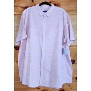 George Mens Shirt Size 2XL 50-52 Orange Striped Classic Fit Lightweight Pockets